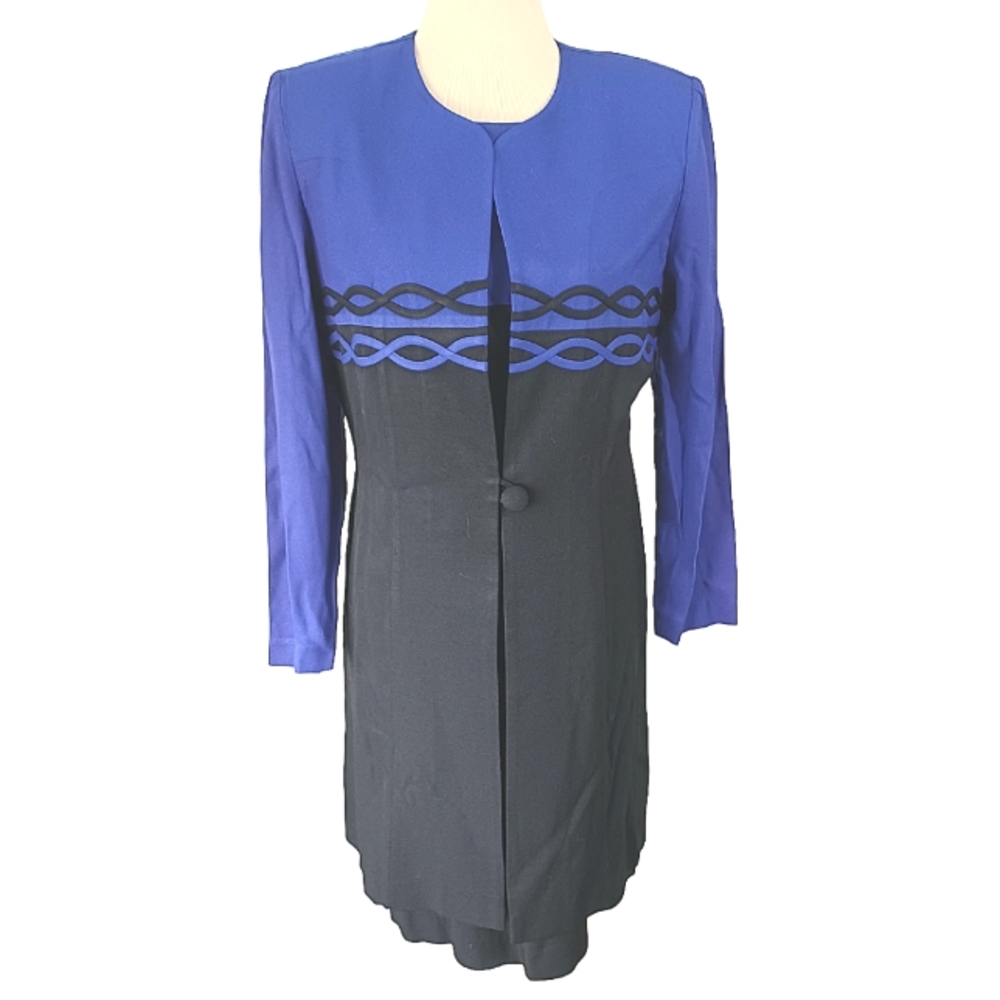 VINTAGE S.L. FASHION 2 PIECE SET LONG JACKET/DRESS SIZE 10